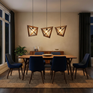 Art Deco Pendant Light – Wooden Carved Lamp | Elegant Ceiling Fixture