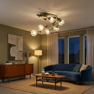 Eliova Ceiling Light – Floral Pattern Glass Metal Lamp | Living Room Lighting Fixture
