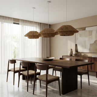 Japanese Pendant Lamp – Handcrafted Braided Metal Shade with Warm Ambient Light