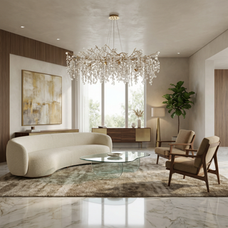 Modern Crystal Chandelier – Elegant Dining Room Lighting With Chrome Finish