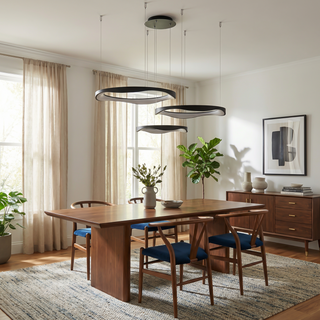 Modern Ceiling Light – Geometric Nordic Lamp with Thin Structure & Soft Halo