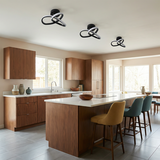 Contemporary Ceiling Light – Double Panel LED Fixture | Modern Curved Metal Lamp