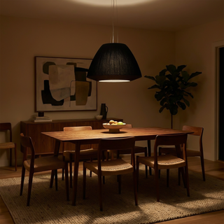 Lustre en tissu noir – Lampe plissée moderne en tissu pour l'éclairage du salon