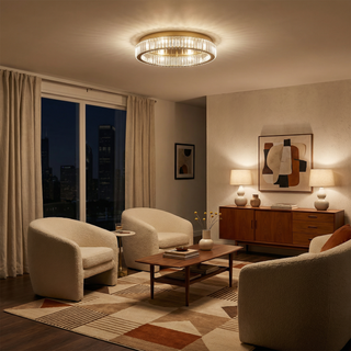 LED Ceiling Light – Modern Gold Finish Crystal Lamp with Adjustable Warm Ambient Lighting