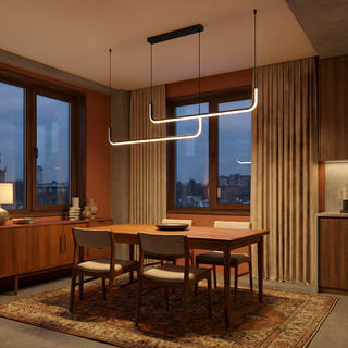 Black Gold Pendant Light – Modern LED Pendant Lamp with Adjustable Height and Remote Control