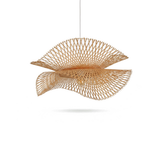 Woven Bamboo Pendant Light – Bohemian Pendant Light With Openwork Shade