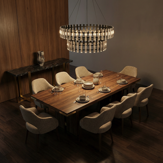 Modern Iron Chandelier – Circular LED Lighting Fixture for Living Room | Easy Install