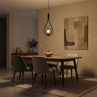 Black Pendant Light – Frosted Glass Bedroom Lamp With Integrated LED