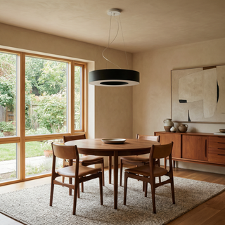 Lustre noir minimaliste – Plafonnier rond moderne | Éclairage de salon