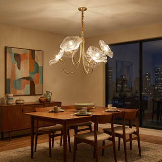 Modern Nordic Chandelier – Polished Chrome Scandinavian Pendant Light for Dining