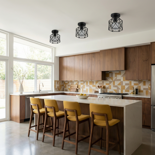 Geometric Ceiling Light – Black Wrought Iron Lamp | Modern Nordic Lighting Fixture