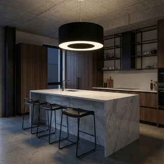 Lustre noir minimaliste – Plafonnier moderne | Éclairage élégant pour le salon