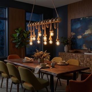Bamboo Pendant Light – Adjustable Cord LED Hanging Light | Modern Wooden Lamp