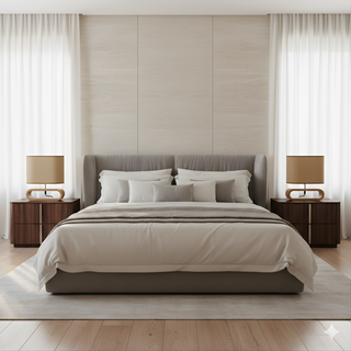 Fabric Wood Lamp – Natural Wood Bedside Lamp With Soft Ambient Light