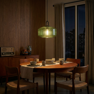 Vintage Pendant Light – Textured Glass Lamp | Retro Style Pendant With Warm Ambient Light