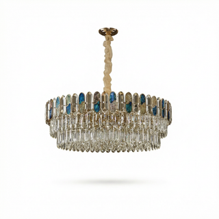 Modern Chandelier – Black and Gold Luxury Ceiling Light with Opal Glass Diffuser