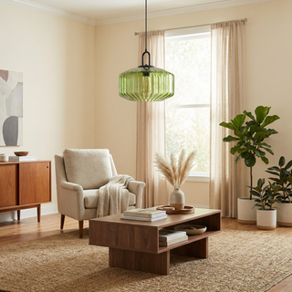 Vintage Pendant Light – Textured Glass Lamp | Retro Style Pendant With Warm Ambient Light