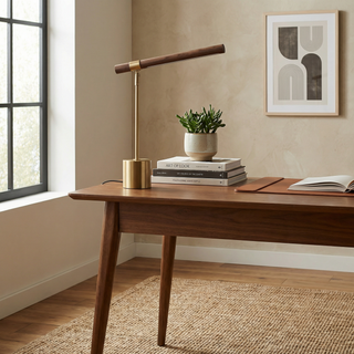 Bamboo Bedside Lamp – Minimalist LED Table Lamp with Iron Base & Warm Light