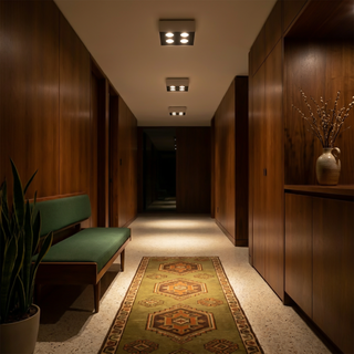 Minimalist Ceiling Light – Square White 4 Spot Adjustable Spotlights Lamp
