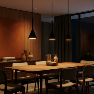 Conical Aluminum Pendant | Adjustable Cable Lighting - Matte Finish Light Fixture