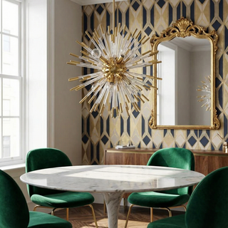 Modern Gold Chandelier – Elegant Crystal Glass Lighting Fixture for Living Rooms
