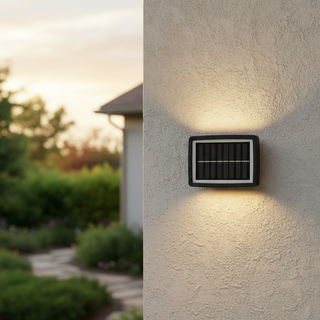 Solar Wall Light – Dimmable Outdoor Solar Lamp | Brushed Nickel Finish LED Garden Lighting