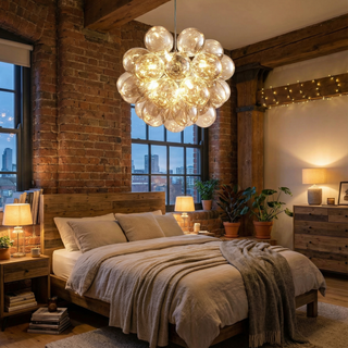 Blown Glass Chandelier – Modern Beige Glass Light With Adjustable Chain