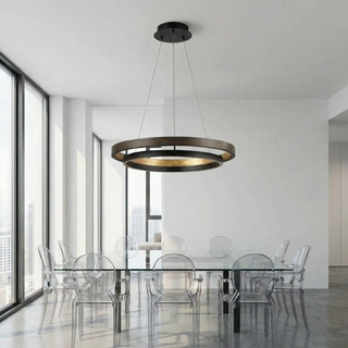 Modern Iron Chandelier – Minimalist LED Dining Room Lighting | Polished Fixture