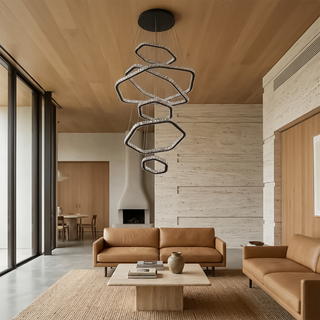 Modern Crystal Chandelier | Adjustable LED Lighting - Elegant Living Room Fixture