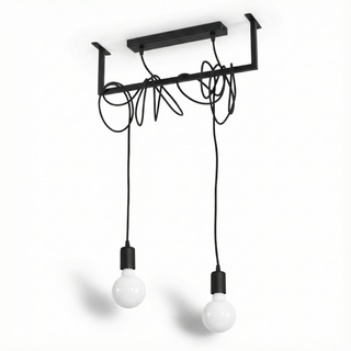 Lustre noir minimaliste – Suspension moderne à 2 lumières pour salon élégant