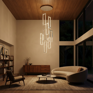 Modern Crystal Chandelier – Elegant Living Room Lighting with Adjustable Dimmable LED