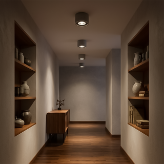Plafonnier en béton gris – Luminaire moderne et minimaliste pour éclairage de salon
