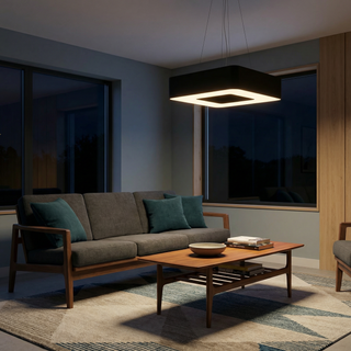 Lustre Carré Noir – Suspension Minimaliste Moderne pour Éclairage de Salon