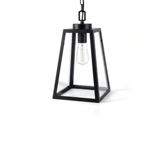 Wrought Iron Pendant Light – Black Glass Dining Room Lighting with Durable Iron Fixture