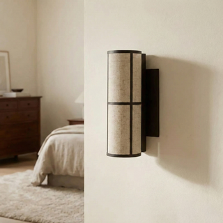 Vintage Fabric Wall Light – LED Soft Light Bedroom Lamp with Textile Shade
