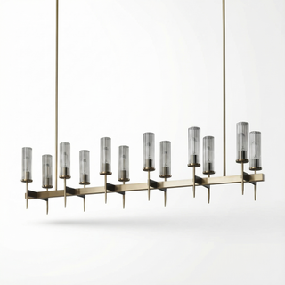 Sculptural Chandelier – Modern Gold Plated Crystal Light Fixture with Adjustable LED Lighting