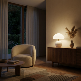 Ceramic Table Lamp – Modern LED Bedroom Lighting With Soft Ambient Light