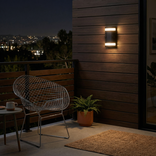 Outdoor Wall Lamp – Black Aluminum Terrace Wall Light with Warm LED Garden Lighting