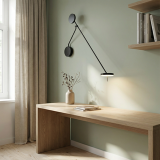 Black Metal Wall Light – Modern Wall Sconce with LED for Bedroom & Office