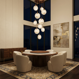 Copper Marble Chandelier – Modern Ceiling Light With Warm Ambient Lighting