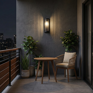 Outdoor Wall Lamp – Modern Exterior Light with Metal & Glass, LED Bulb Included