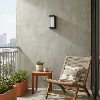 Outdoor Wall Light – Black Metal & White Glass Lamp | Energy Saving LED