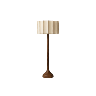 Wabi-Sabi Floor Lamp – Wooden Bamboo LED Light With Fabric Shade