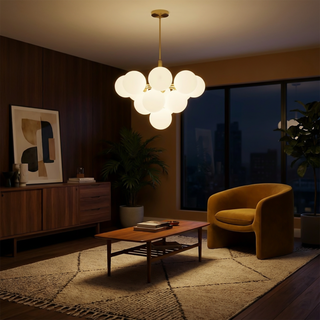 Modern Glass Chandelier – Elegant Living Room Lighting With Chrome Finish & G9 Bulb