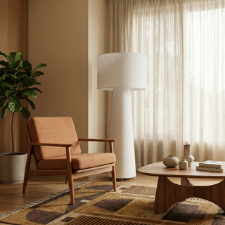 Nordic Fabric Floor Lamp – Scandinavian LED Reading Lamp with Chrome Base