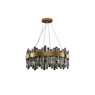 Gold Crystal Chandelier – Modern Circular Pendant Light with Adjustable LED