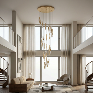 Lustre Moderne en Cristal – Suspension Élégante pour Salon avec Éclairage LED Intégré
