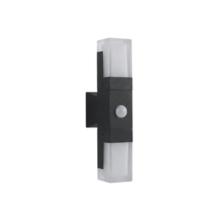 LED Outdoor Wall Light – Modern Black Aluminum Fixture with Motion Sensor