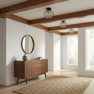 Vintage Ceiling Light – Black Steel Fixture | Energy Efficient Dining Room Lighting