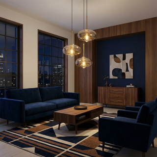 Scandi Pendant Light – Adjustable Nordic Glass Lamp with Soft Ambient LED Lighting